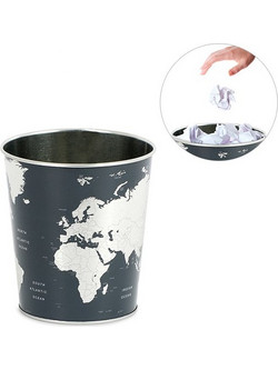 Κάδος Γραφείου Παγκόσμιος Χάρτης Waste Basket Globe Tin Balvi 25566 - Balvi