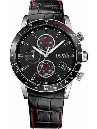 Hugo Boss Rafale Ανδρικό Ρολόι Χρονογράφος με Μαύρο Δερμάτινο Λουράκι 1513390