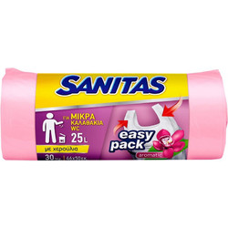 Sanitas Easy Pack Σακούλες Απορριμάτων Αρωματικές με Χερούλια 46x50cm 25lt (τυχαία επιλογή χρώματος) 30Τεμάχια