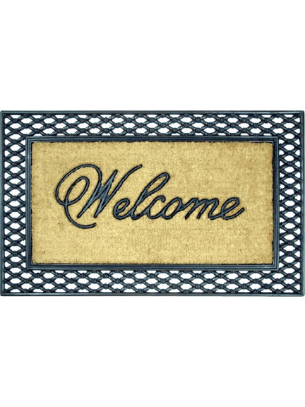 Import-Hellas Πατάκι Εισόδου από Κοκοφοίνικα Welcome Νο197 Μπεζ-Μαύρο 60x100cm