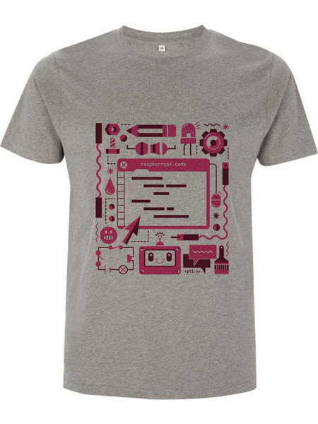 Official Raspberry Pi Colour Code T-shirt Small Melange Grey
