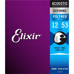 Elixir Strings 11050 Σετ 6 Χορδές Ακουστικής Κιθάρας 80/20 Bronze 12-53" Light Tension