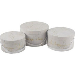 Kουτιά Aποθήκευσης Στρογγυλά Marble Xάρτινα Λευκό Xρυσό