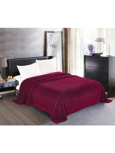 Κουβέρτα fleece braid (220cm x 240cm) μπορντώ