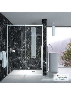 Devon Smooth Slider SLM160C-100 Καμπίνα Ντουζιέρας Από Τοίχο σε Τοίχο Χρωμέ 157-161x200 cm Clean Glass
