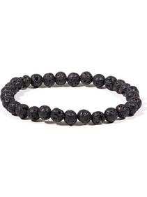 Niyamas Mala Lava Rock Stones Βραχιόλι από Λάβα Μαύρο 0.8cm