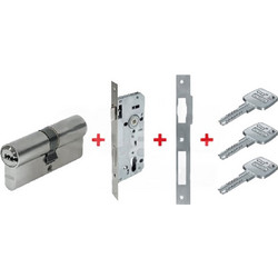 Abus MLi45 Χωνευτή Κλειδαριά Εξώπορτας με Κύλινδρο και Κέντρο 45mm Ασημί