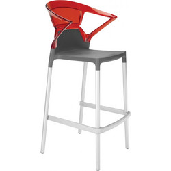 Ego-K σκαμπό bar αλουμινίου 29 - Red transparent 56x55x110(74)cm