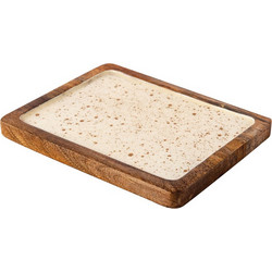 Ξύλινη Πιατέλα Λευκή Gold Spots Prestige 20x16cm