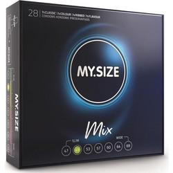 My.Size Mix 49mm Προφυλακτικά Λεπτά με Ραβδώσεις Γεύσεις & Λιπαντικό 28τμχ
