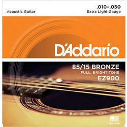 D'Addario ΕΖ900 Σετ 6 Χορδές Ακουστικής Κιθάρας 80/20 Bronze 10-50" Extra Light Tension