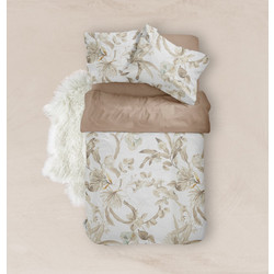 Borea Σετ Σεντόνια Υπέρδιπλα Βαμβακερά 240x260 Flore Καφέ