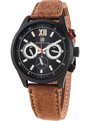 Brooklyn Watch Co. Stuyvesant Ανδρικό Ρολόι Χρονογράφος με Καφέ Δερμάτινο Λουράκι BW-8128-BQ-01-LBRW