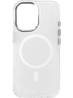 Glitter Case MagSafe for iPhone 16 Plus - white with glitter