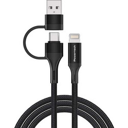 Καλώδιο Powertech Braided USB-Α+C to Lightning Black 1.5m (PTR-0159)