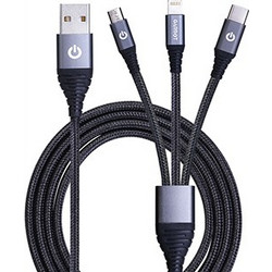 Data cable Garbot GARC-05-1019 Braided Micro USB/Lightning/Type-C to USB 2.0 1.2m Μαύρο