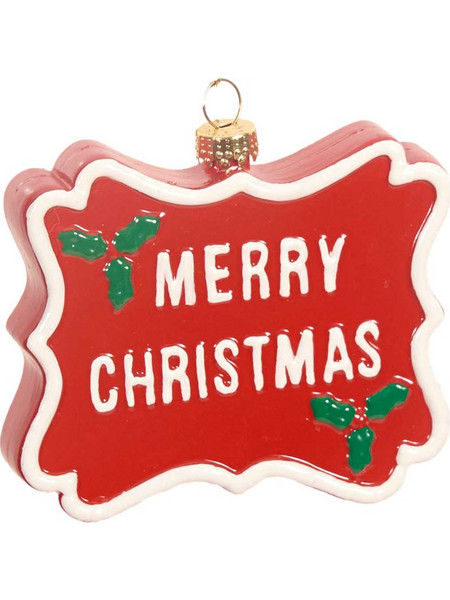 Κρεμαστή πλαστική επιγραφή Merry Christmas κόκκινη 9,4x1,8x8 εκ