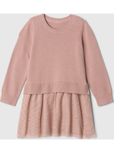 Ροζ babyGap 2-in-1 Φόρεμα Πουλόβερ με Τούλι Fawn beige