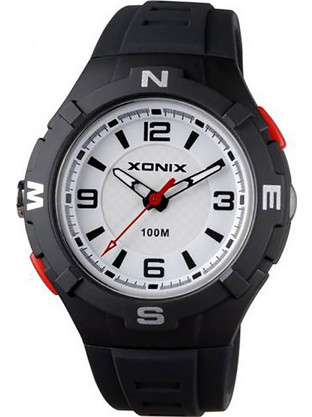 Xonix Ανδρικό Ρολόι με Μαύρο Καουτσούκ Λουράκι CAL-006