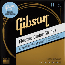 Gibson Brite Wire Reinforced Σετ 6 Χορδές Ηλεκτρικής Κιθάρας Nickel Plated Steel 11-50" Medium Tension