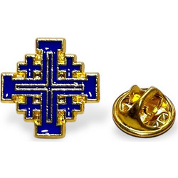 Καρφίτσα Πέτου Χρυσή με Μπλε Σταυρό 1,7*1,7cm