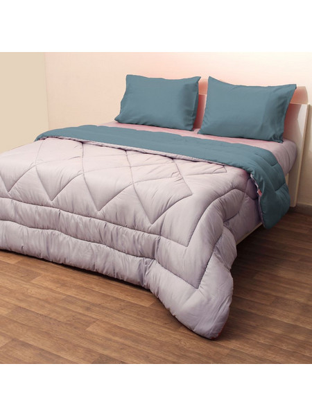Viopros Πάπλωμα Υπέρδιπλο Microfiber Microfiber 220x240 Γκρι/Πετρόλ