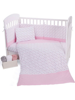 KikkaBoo Flowers Σετ Κούνιας 60x120cm Pink 5τμχ