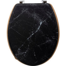 Mastershop Marble Καπάκι Λεκάνης Οβάλ Μαύρο 36x42.5x5.3cm