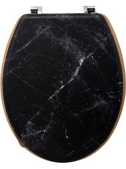 Mastershop Marble Καπάκι Λεκάνης Οβάλ Μαύρο 36x42.5x5.3cm
