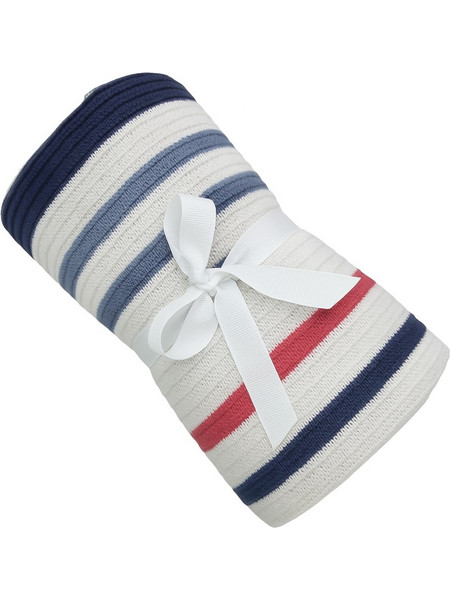 KikkaBoo Κουβέρτα Αγκαλιάς Πλεκτή Stripes Blue/Red 75x100cm