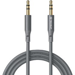 Techsuit - Προσαρμογέας καλωδίου Premium SoundFleX (AC3) - 3,5 χιλ. σε υποδοχή, ποιότητα Hi-Fi, Silica Gel - Γκρι