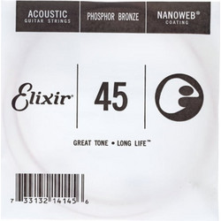 Elixir Strings Nanoweb Χορδή Ακουστικής Κιθάρας Phosphor Bronze 45"
