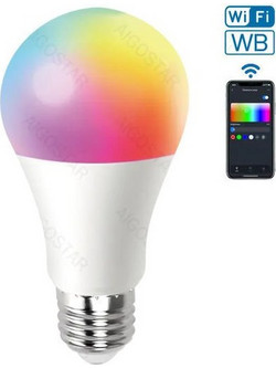 Aigostar WiFi WB Smart LED A60 E27 9W Luminous flux 806lm RGB+2700K-6500K MRE 220785