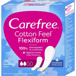 Carefree Cotton Feel Flexiform Fresh Scent Σερβιετάκια για Ελαφριά Ροή 2 Σταγόνες από Βαμβάκι 56τμχ