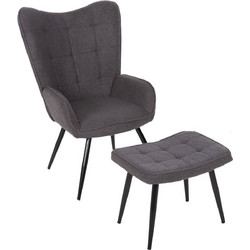 HomeMarkt Μπερζέρα με Υποπόδιο Γκρι Crawley HM8918.21