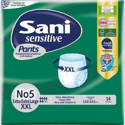 Sani Sensitive Pants Νο5 XXL Πάνες Βρακάκι Ακράτειας 6 Σταγόνες 14τμχ