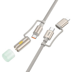 Καλώδιο σύνδεσης Hoco U138 USB-C/iP σε USB-C/Φακό 3A Braided Γκρι 1.2m
