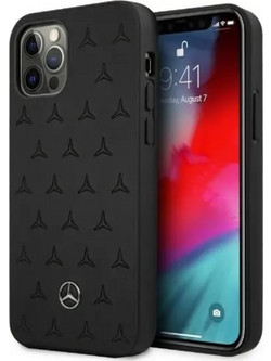 Mercedes-Benz Leather Stars Pattern Back Cover Black (iPhone 12 Pro Max)