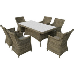 Santa Σετ Τραπεζαρία Κήπου Rattan 7τμχ Μπεζ 5121 G + 5122 G