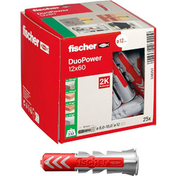 Fischer 538253 DUOPOWER 12x60 nylon βύσμα για λεπτότοιχα υλικά 25 τεμ