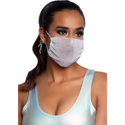 Leg Avenue Harlow Rhinestone Face Mask White