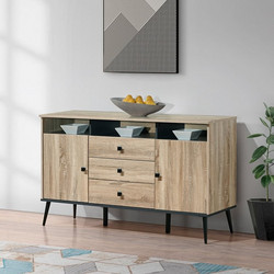Μπουφές Zezan pakoworld σε sonoma-ανθρακί απόχρωση 140.5x41.5x80εκ 123-000259
