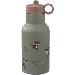 Fresk Nordic Deer Παιδικό Μπουκάλι Θερμός Ανοξείδωτο BPA Free με Καλαμάκι Χακί 350ml