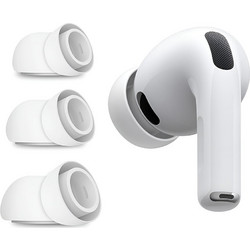 Techsuit - (3 pack) Replacement Ear Tips Airvibe (ET2) - For Apple Airpods Pro 3, Premium Silicone XS, S, L Sizes - White