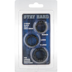 Seven Creations Stay Hard Cock Rings Σετ Ελαστικά Δαχτυλίδια Πέους Σιλικόνης Μαύρα 3τμχ