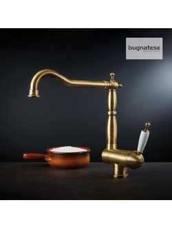 Bugnatese Oxford 201-7596-220 Μπαταρία Κουζίνας Πάγκου Διπλής Παροχής Σπαστή Ανάμεικτη Μπρονζέ