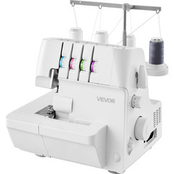 VEVOR Λευκή Ραπτομηχανή Overlock Serger - 1250 Βελονιές/Λεπτό, Διαφορετική Τροφοδοσία 0.7-2, 2-3-4 Νήματα, Ελεύθερος Βραχίονας, LED Φωτισμός JYBFJJY4X234AN2XB001V2