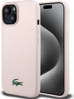 Lacoste Magsafe Croc Logo Hard Case Θήκη προστασίας από Σιλικόνη για iPhone 15 Ροζ