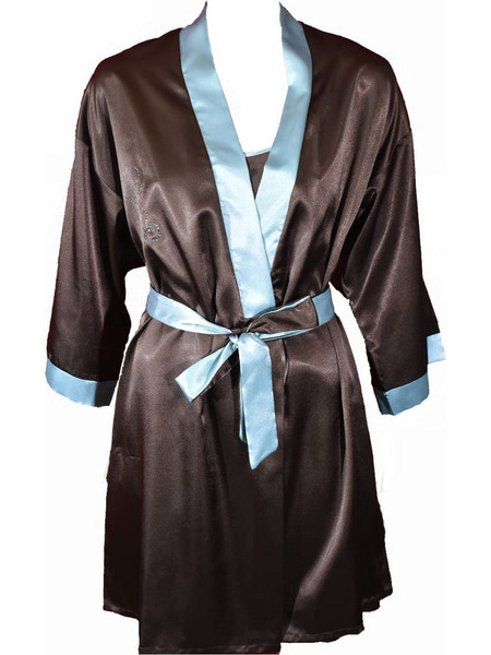 Daisy Σετ Σατέν Νυχτικό+Ρόμπα Brown