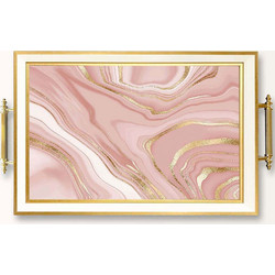 Δίσκος Σερβιρίσματος 244KNG1839 50x29x3,5cm Multi-Pink Aberto Design Γυαλί